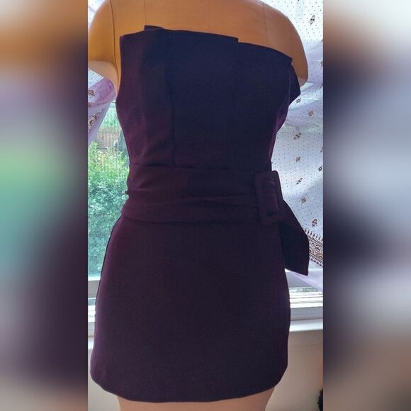 NWT - NBD Lizette Mini Dress with Belt Purple Ponte Fabric Size S - Picture 2 of 13